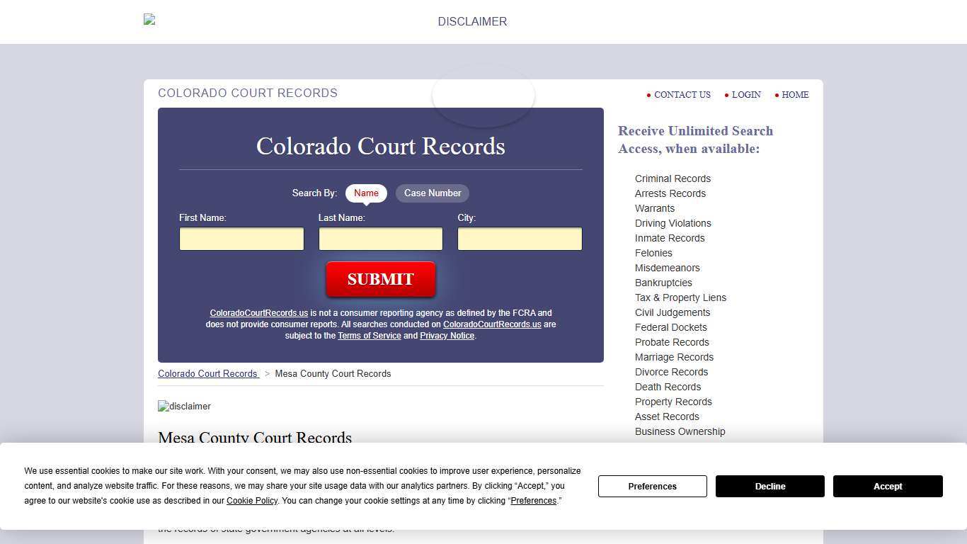 Mesa County Court Records ColoradoCourtRecords.us