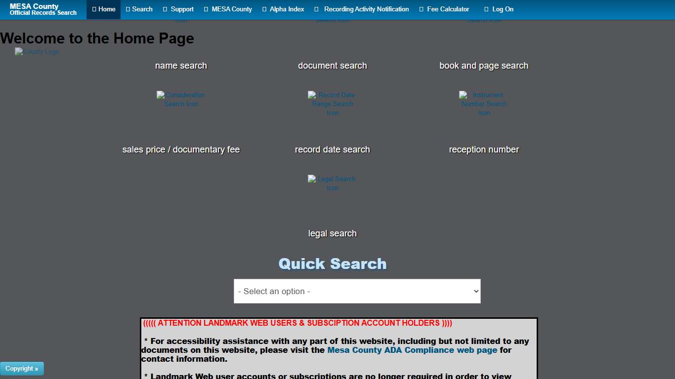 Landmark Web Home Page